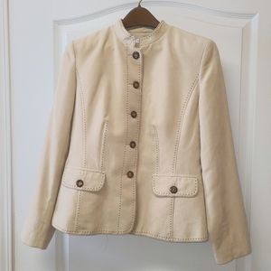 Suede styled jacket with brown topstitching